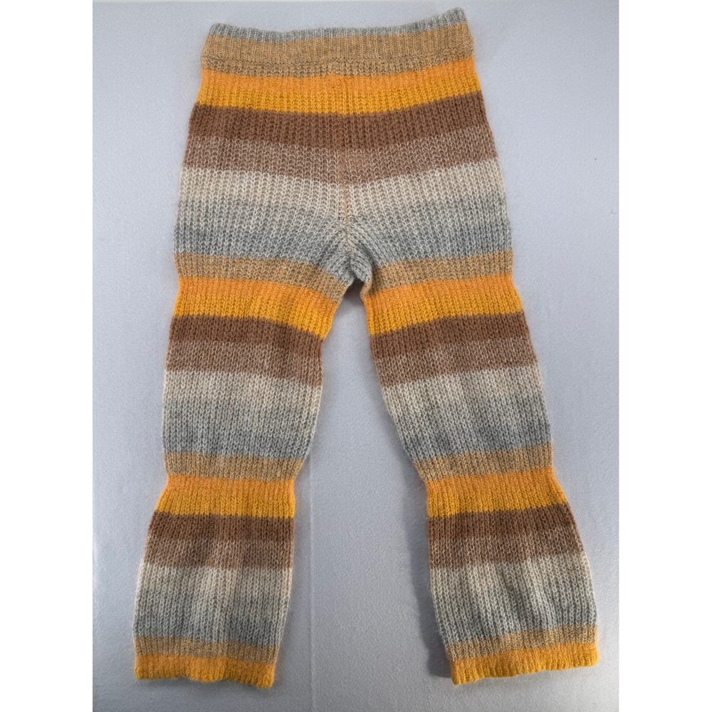 Something Navy Striped Alpaca Wool Knit Pants Orange Brown Grey Womens Size M - Picture 7 of 8